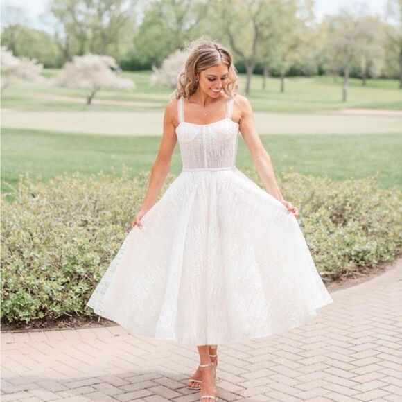 Bronx and Banco Mademoiselle Bridal Midi Dress/ size M - Picture 3 of 10